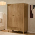 Heidi Oak 3 Door Wardrobe with Drawers - Light Wood