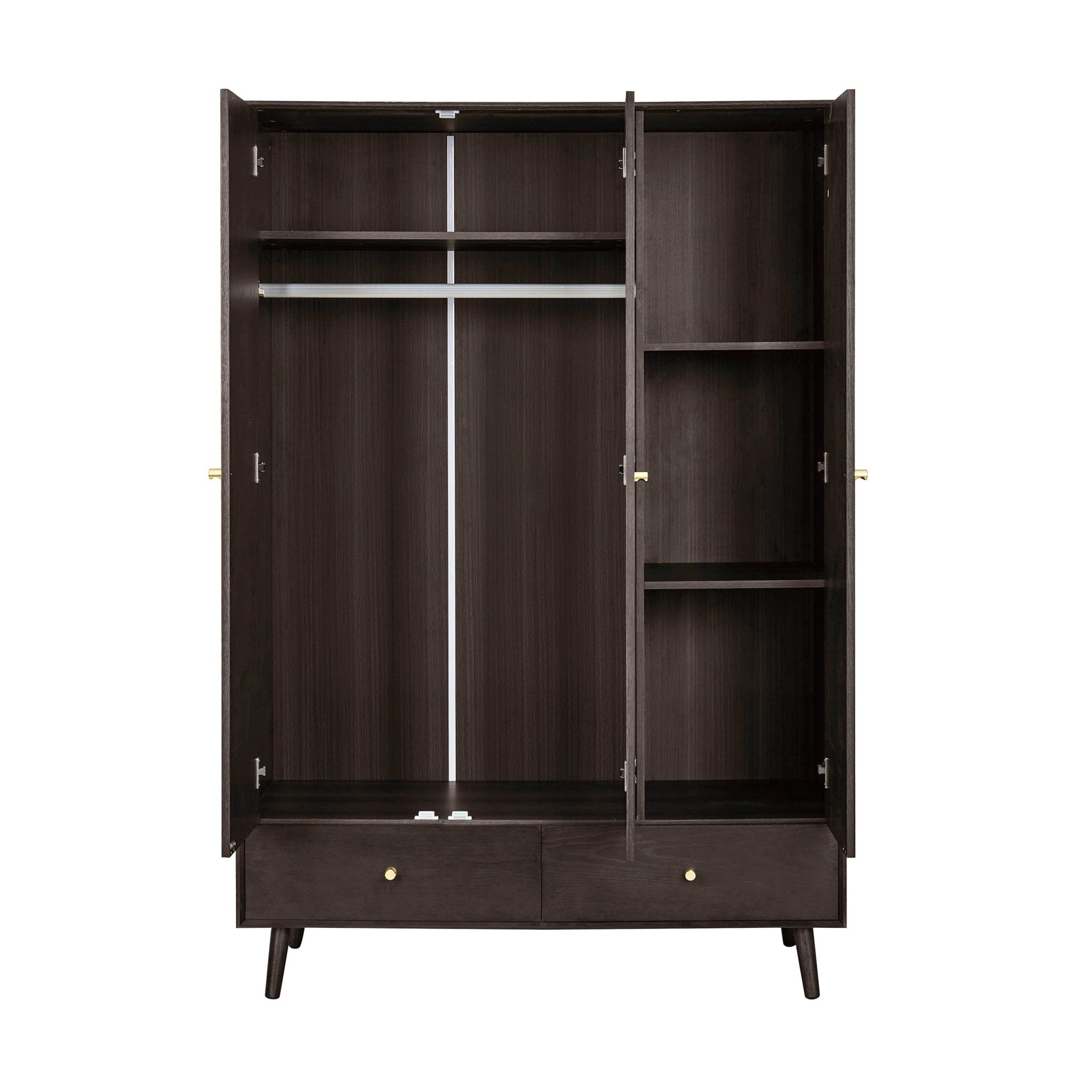 Heidi Oak 3 Door Wardrobe with Drawers - Walnut