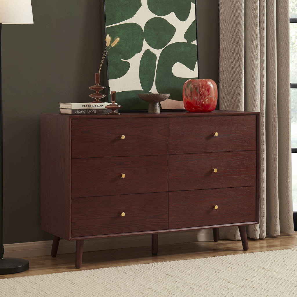 Heidi Oak 6 Drawer Chest - Cherry Wood