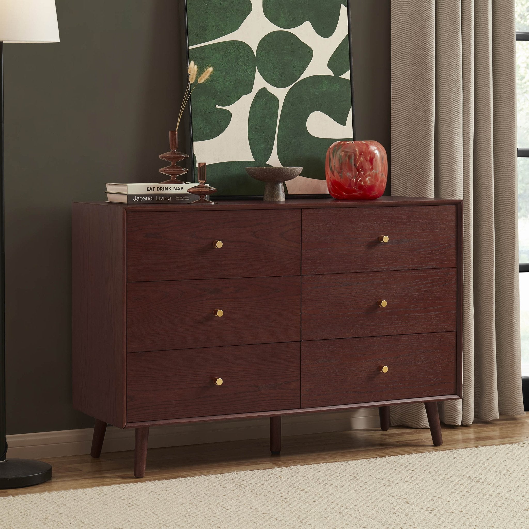Heidi Oak 6 Drawer Chest - Cherry Wood