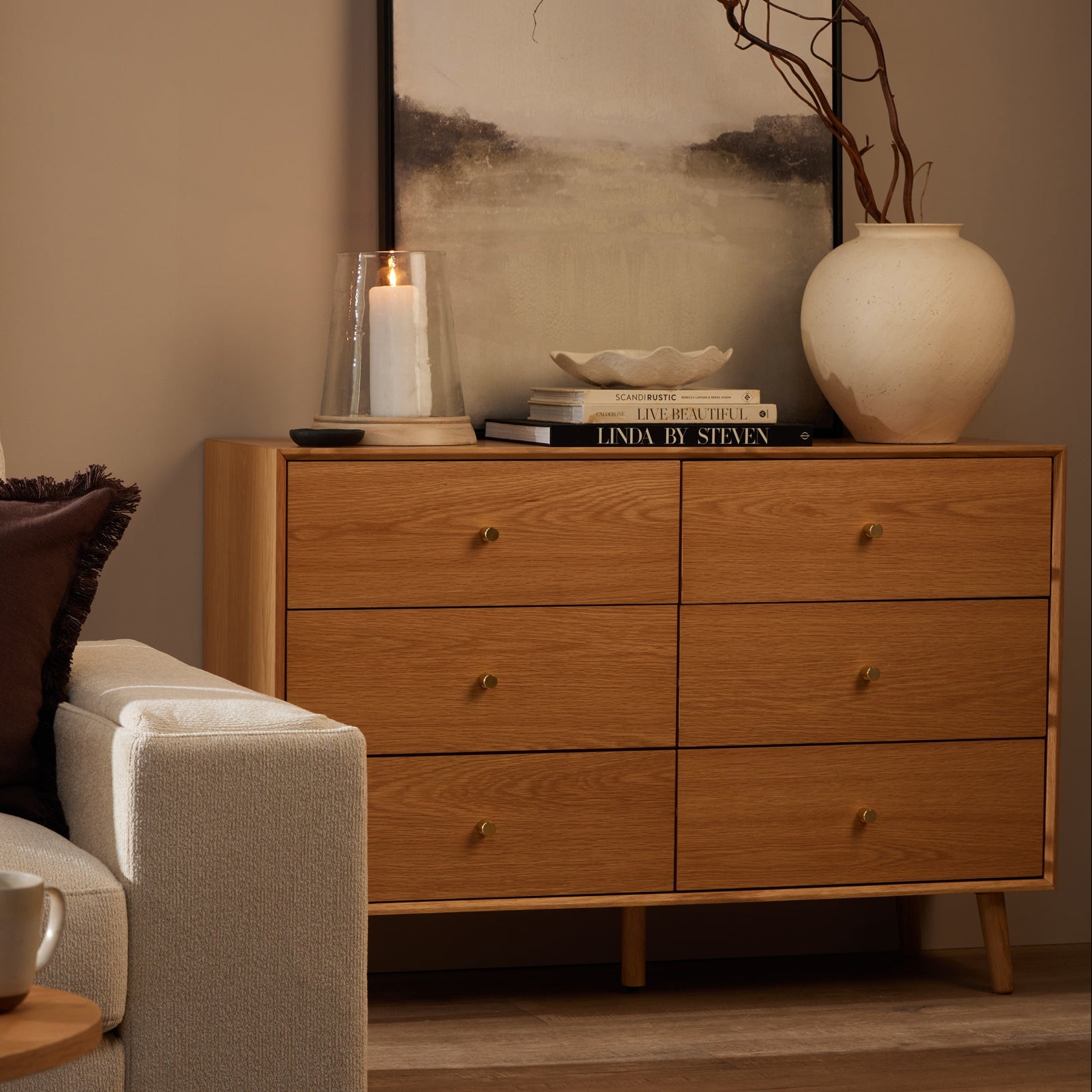 Heidi Oak 6 Drawer Chest - Light Wood