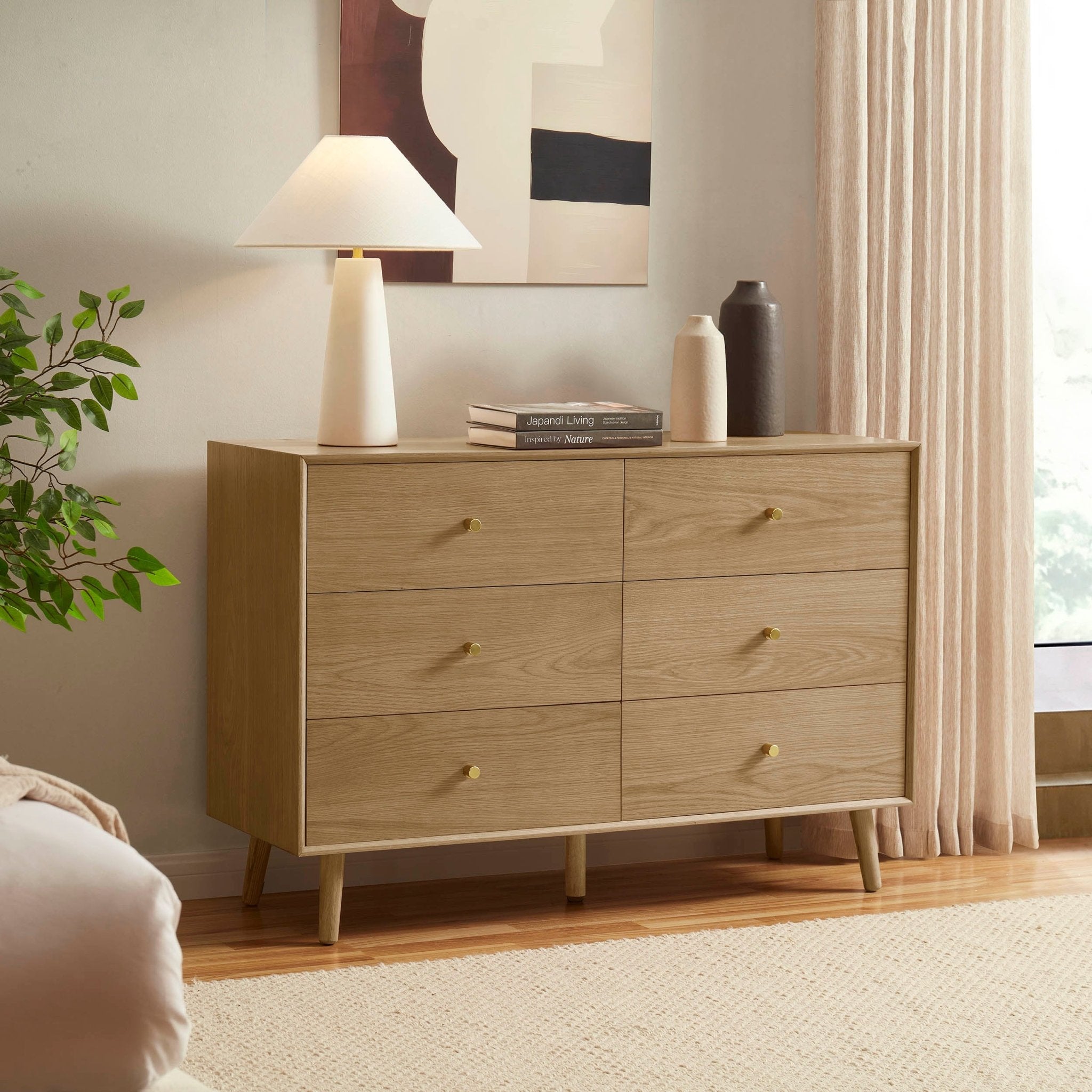 Heidi Oak 6 Drawer Chest - Light Wood
