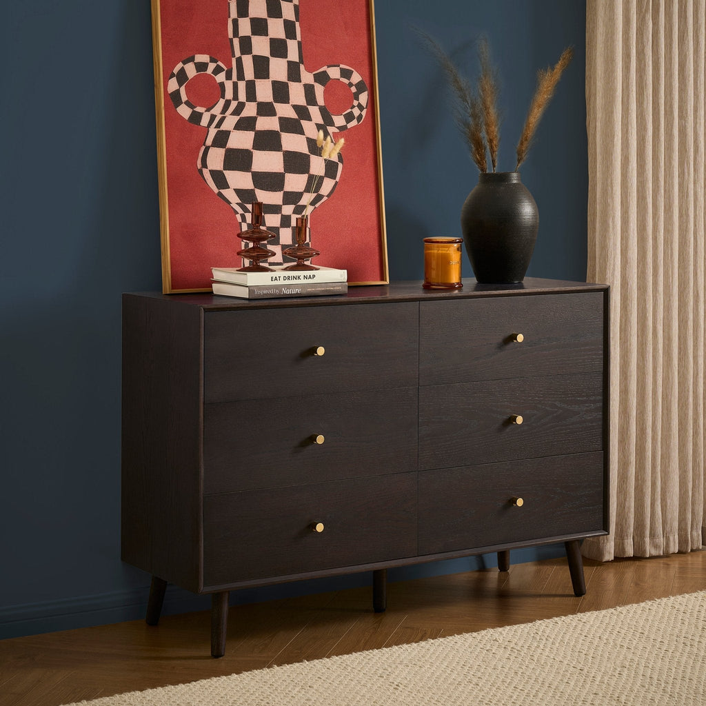 Heidi Oak 6 Drawer Chest - Walnut