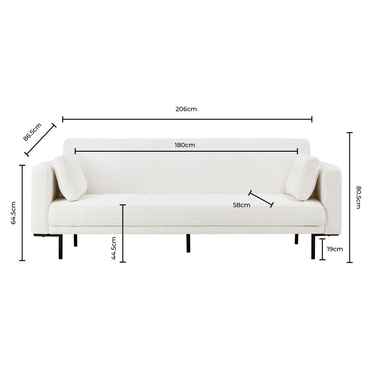 Hudson Bouclé Click Clack Sofa Bed - Off White