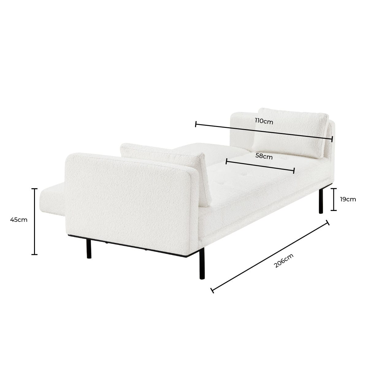 Hudson Bouclé Click Clack Sofa Bed - Off White
