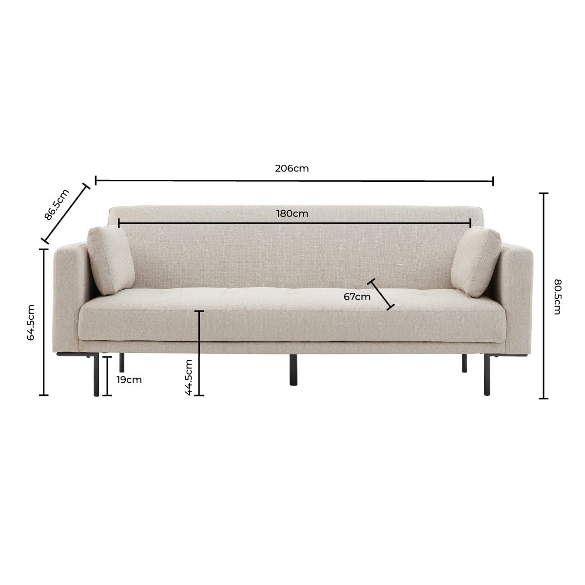 Hudson Click Clack Sofa Bed - Stone Grey