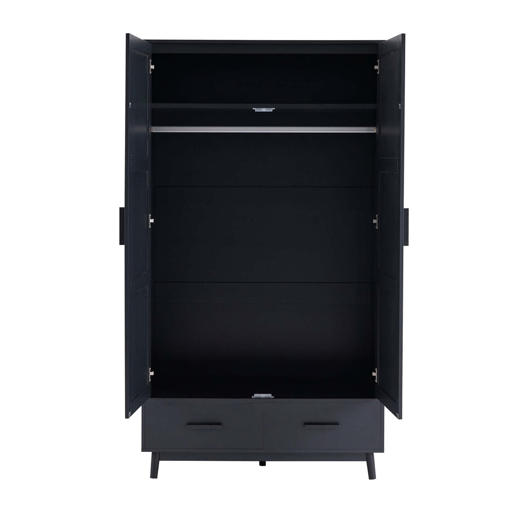 Isla 2 Door Wardrobe with Drawers - Black