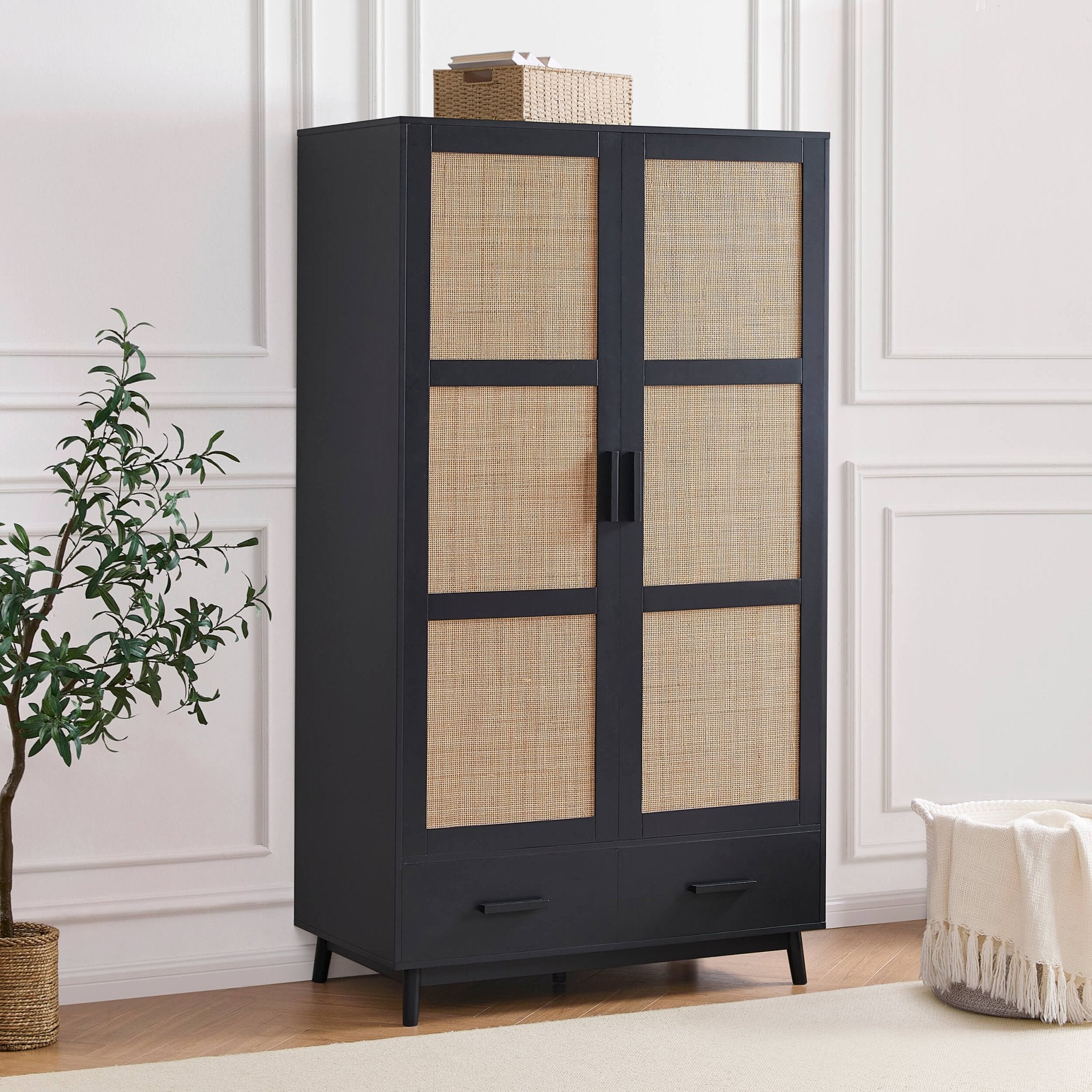 Isla 2 Door Wardrobe with Drawers - Black