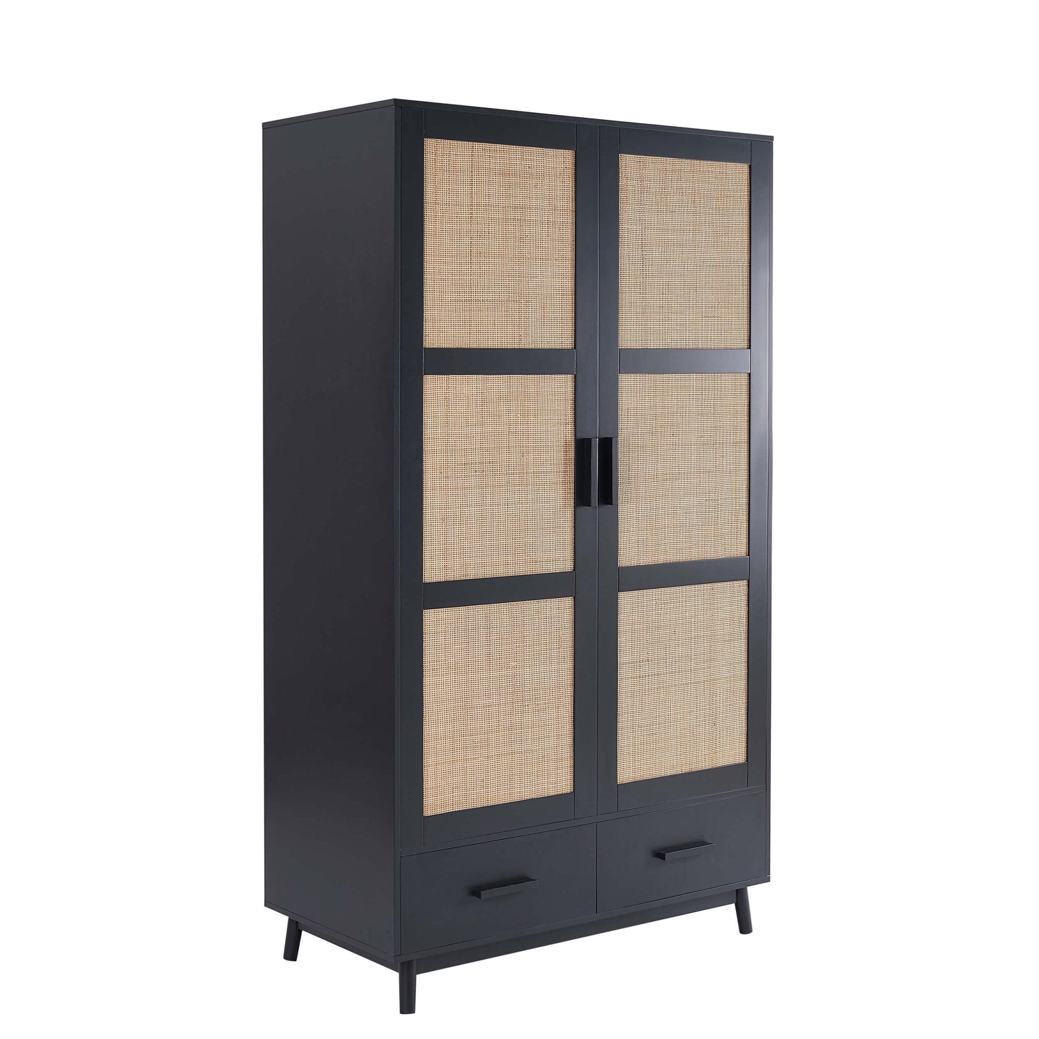 Isla 2 Door Wardrobe with Drawers - Black