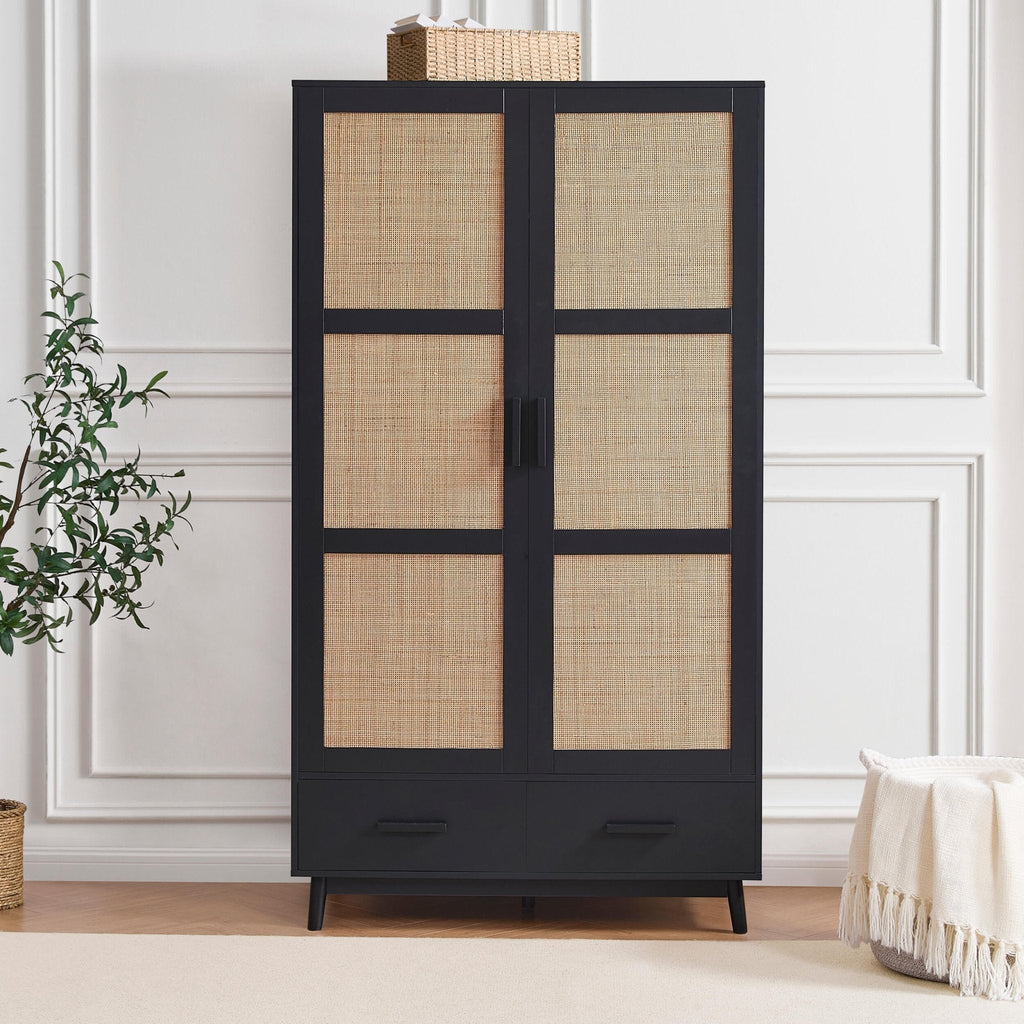 Isla 2 Door Wardrobe with Drawers - Black