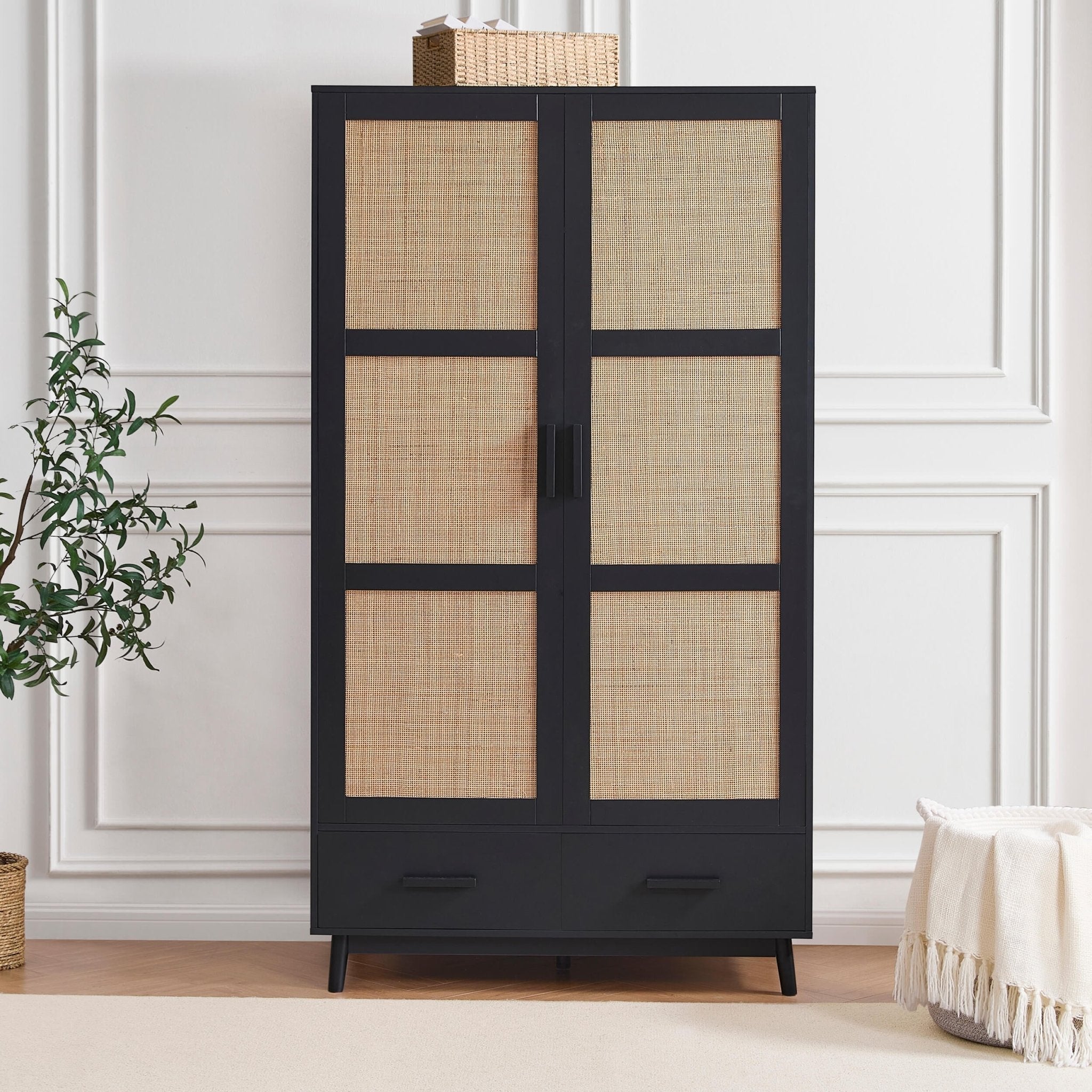 Isla 2 Door Wardrobe with Drawers - Black