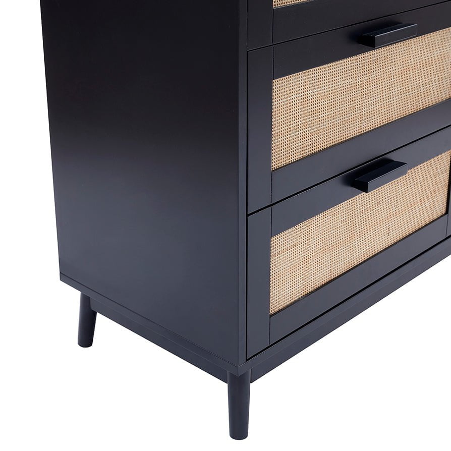 Isla 6 Drawer Chest - Black