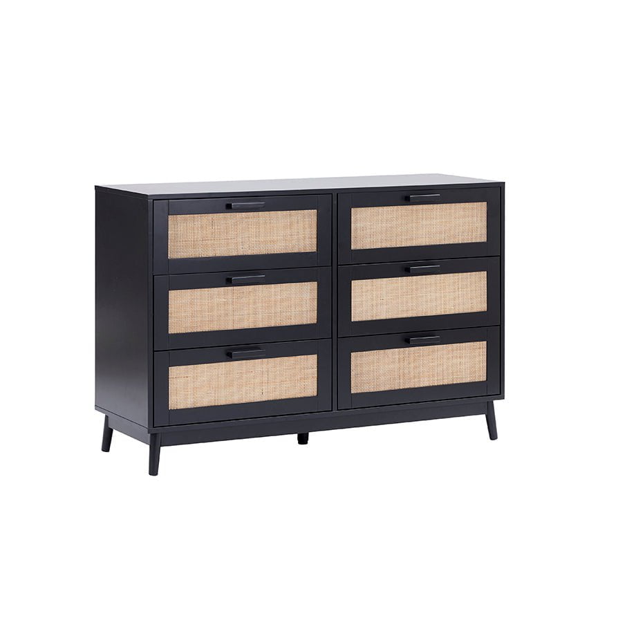 Isla 6 Drawer Chest - Black