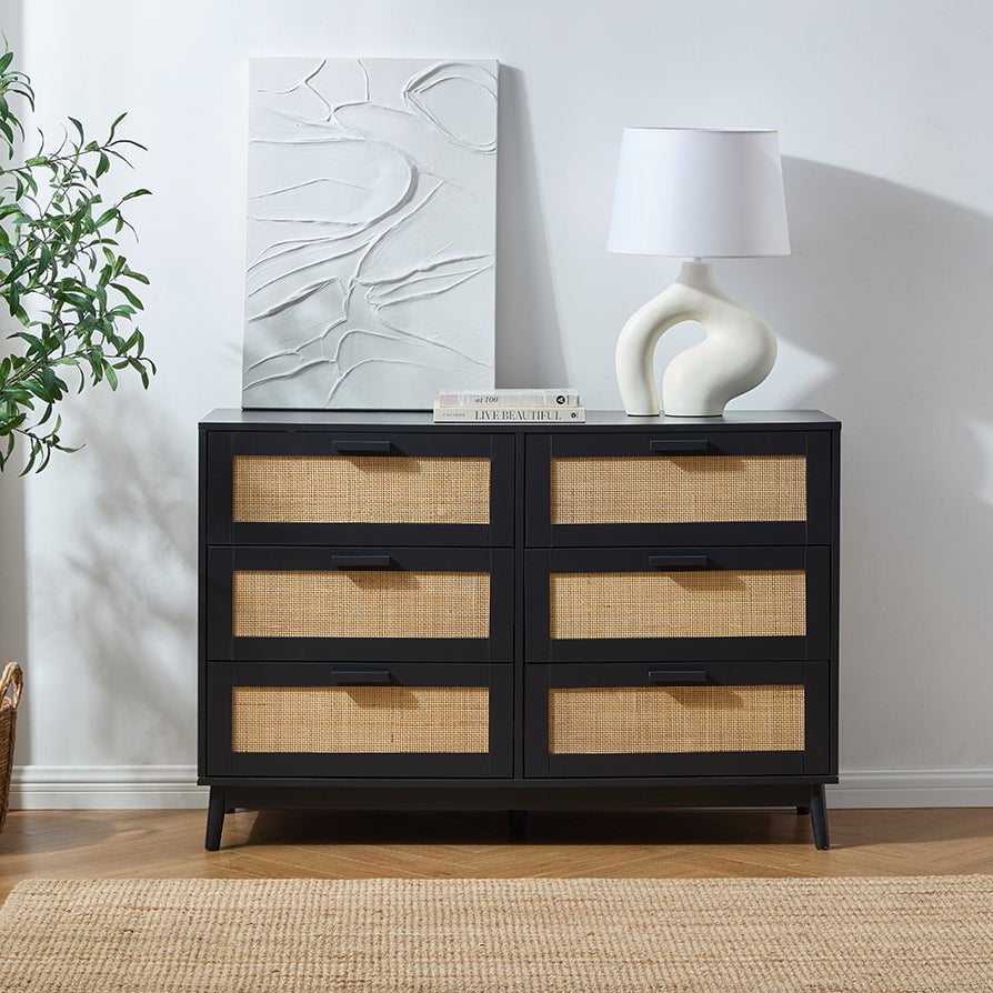 Isla 6 Drawer Chest - Black