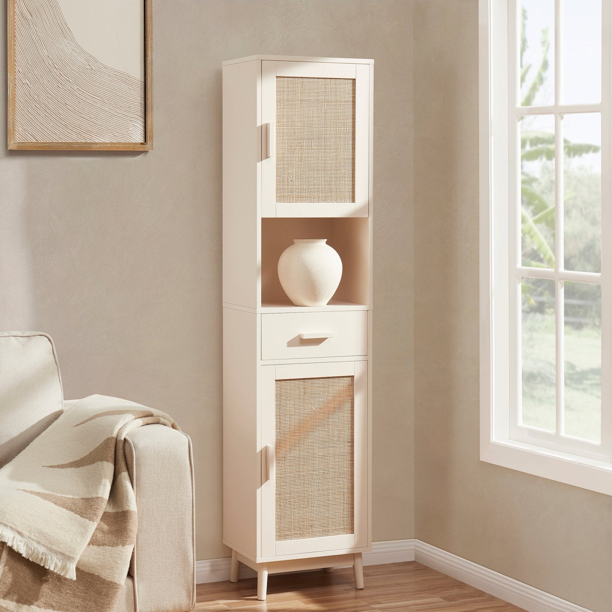 Isla Tall Storage Unit - Cream