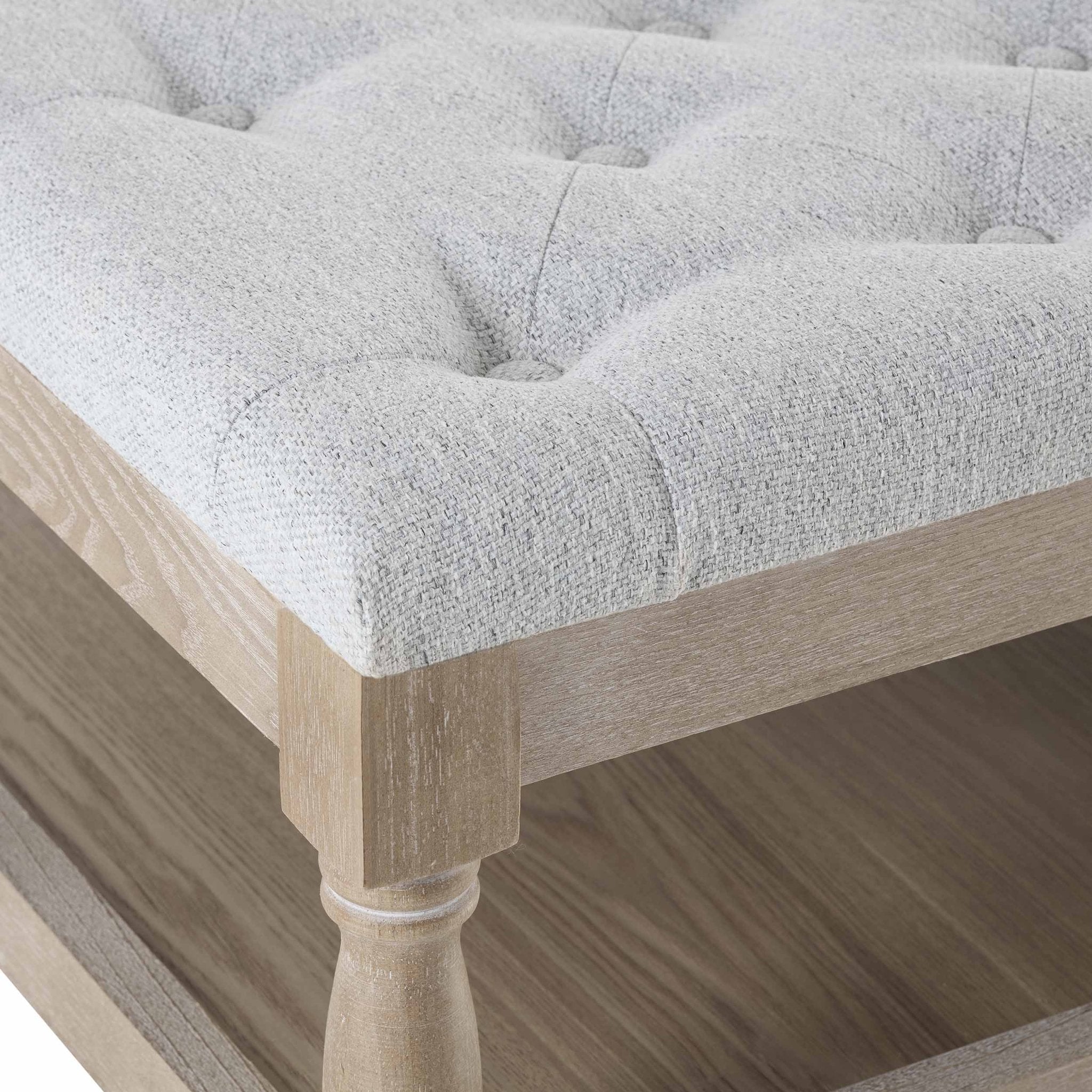 Knaresborough Button Back Coffee Table Pouffe - Light Grey