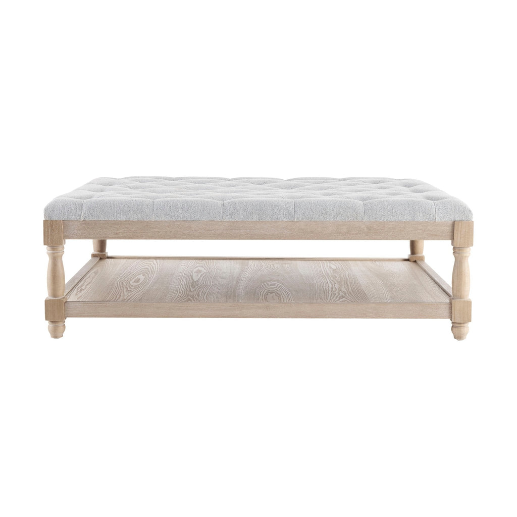 Knaresborough Button Back Coffee Table Pouffe - Light Grey