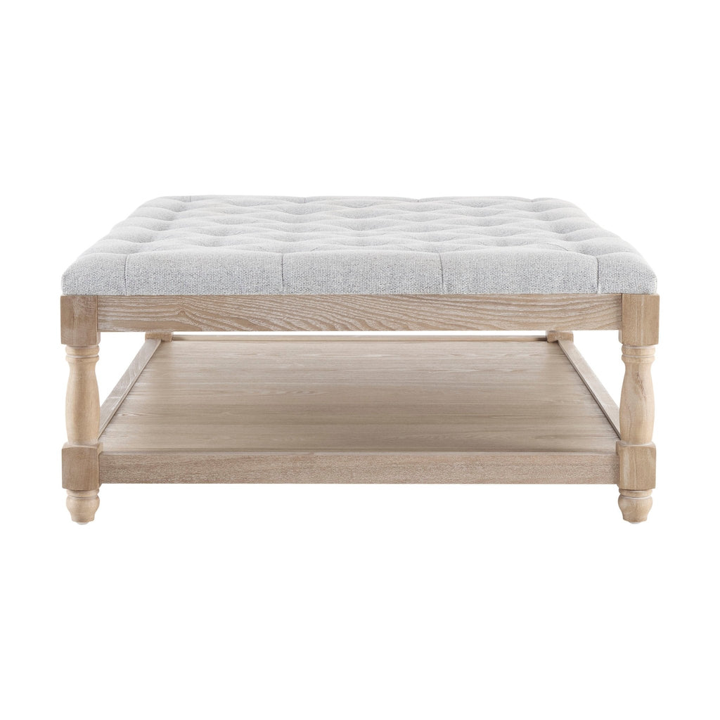 Knaresborough Button Back Coffee Table Pouffe - Light Grey