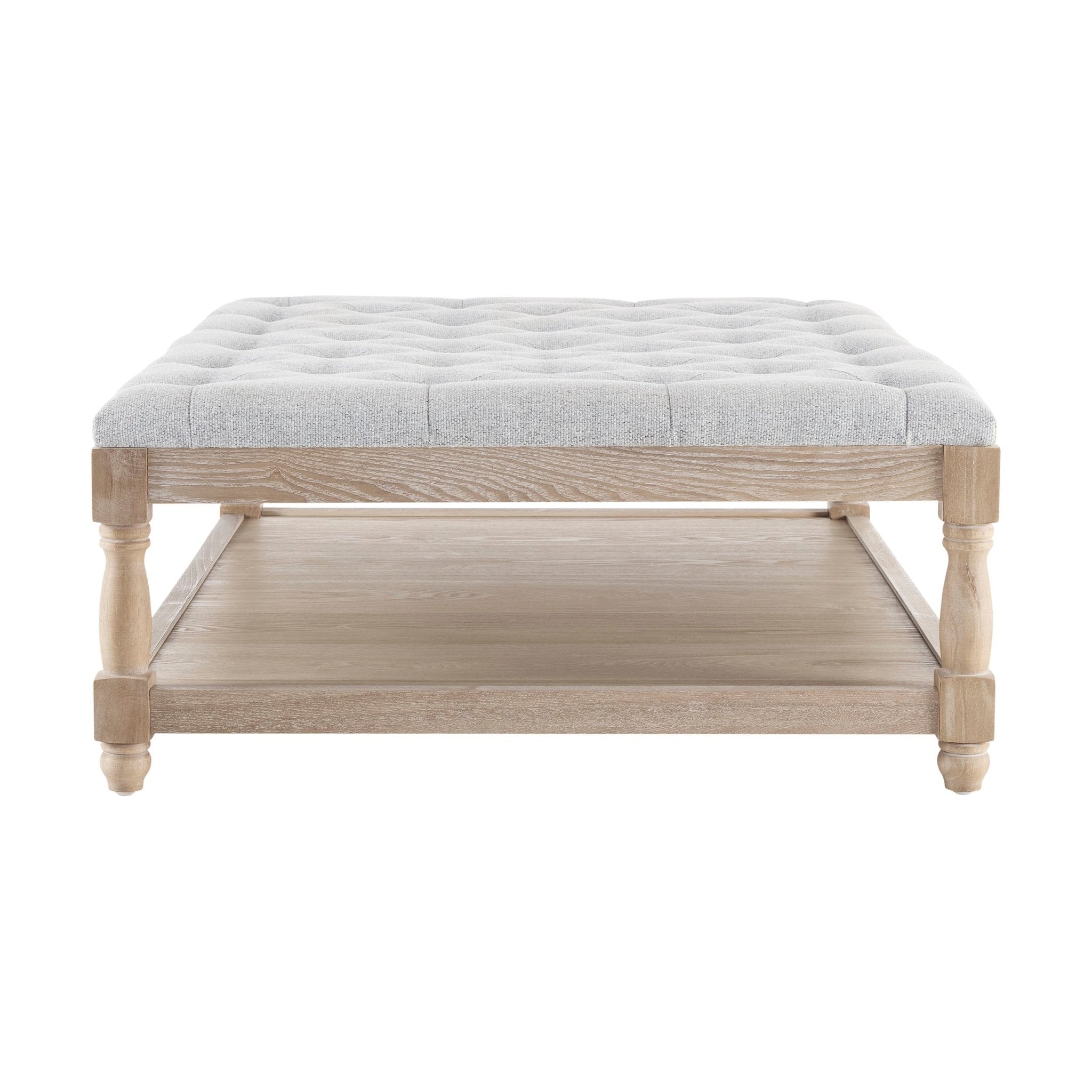 Knaresborough Button Back Coffee Table Pouffe - Light Grey