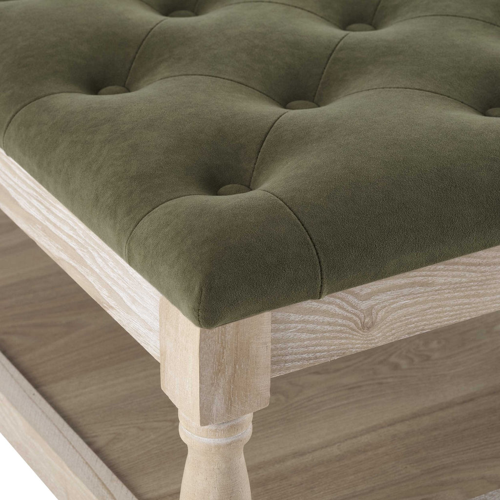 Knaresborough Button Back Coffee Table Pouffe - Olive