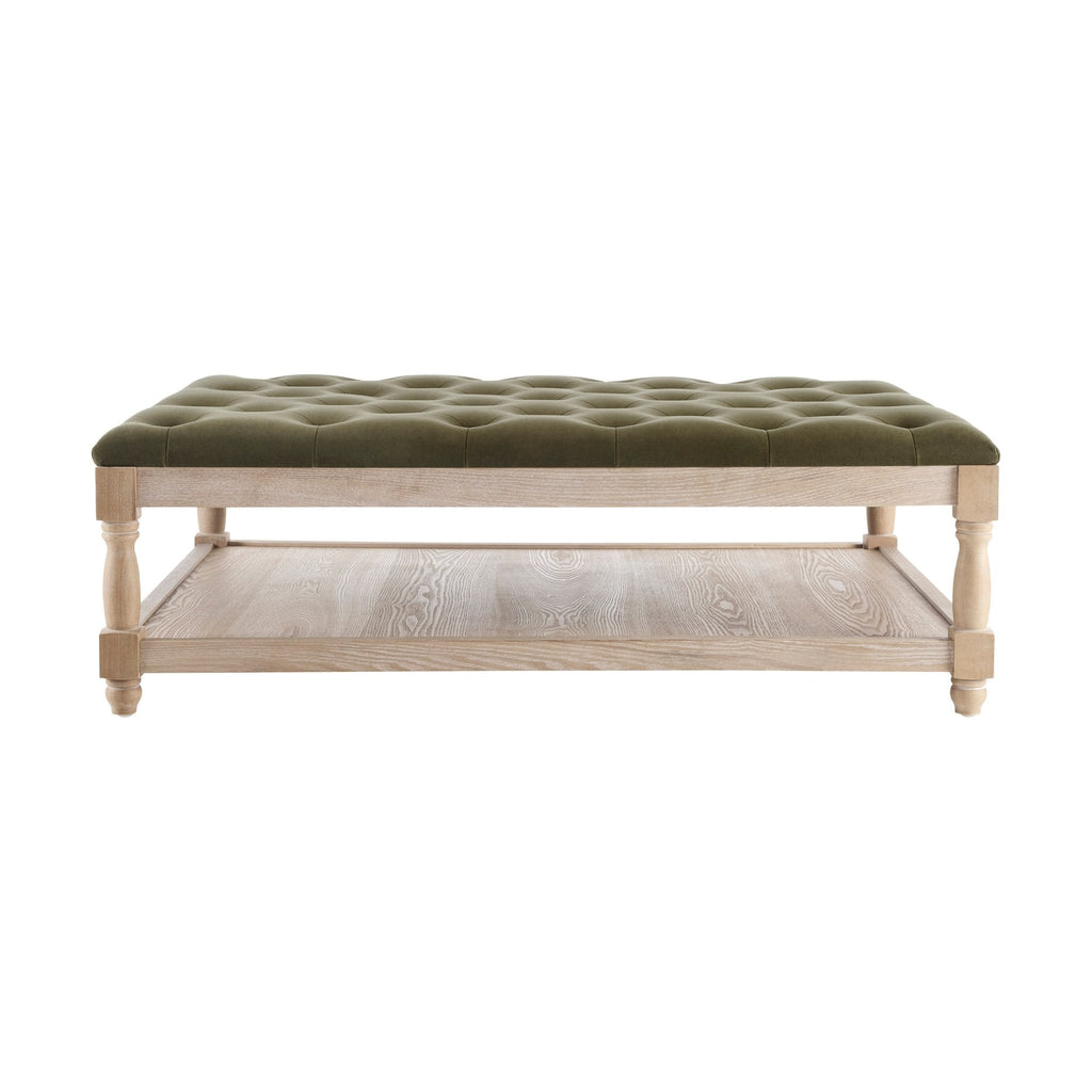 Knaresborough Button Back Coffee Table Pouffe - Olive