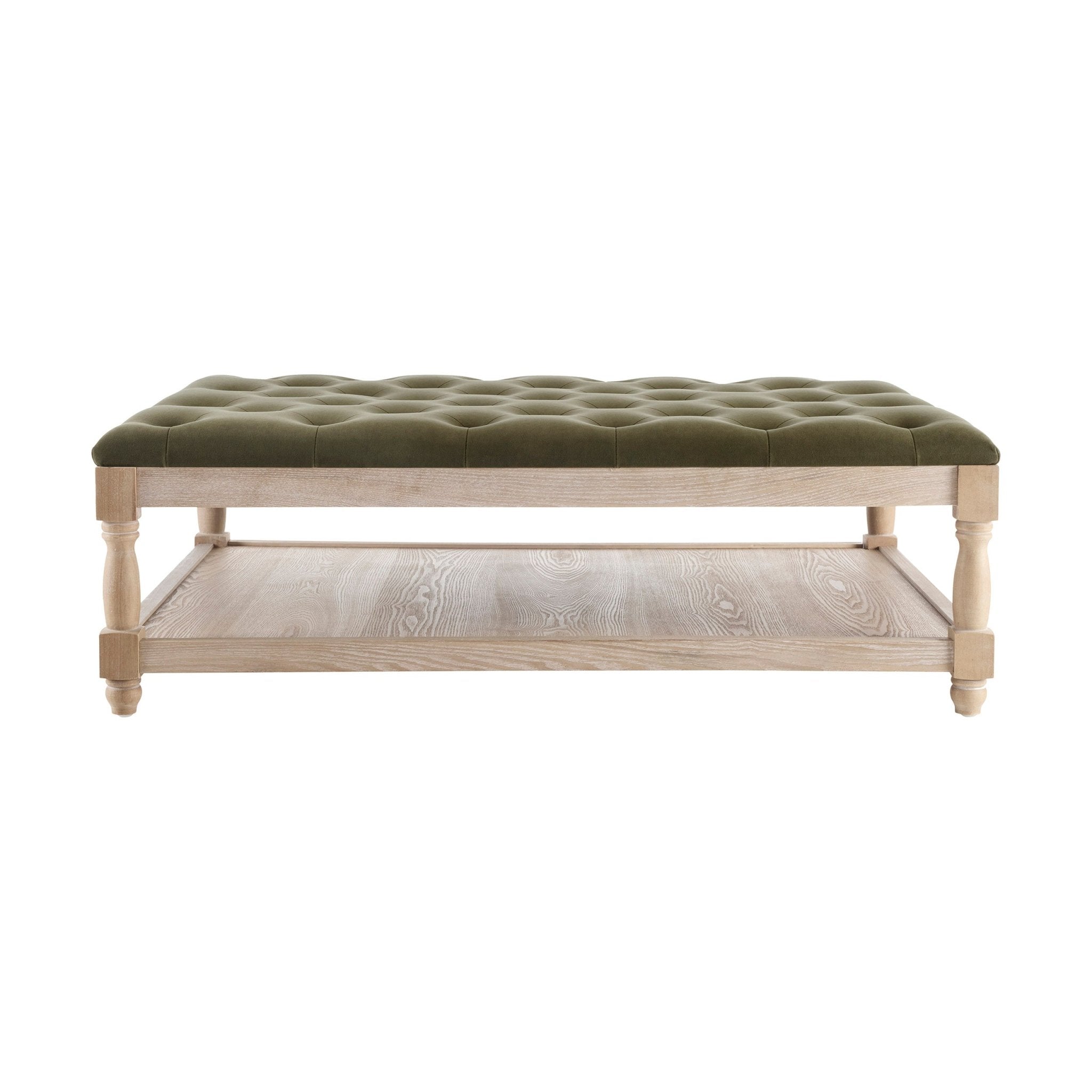 Knaresborough Button Back Coffee Table Pouffe - Olive