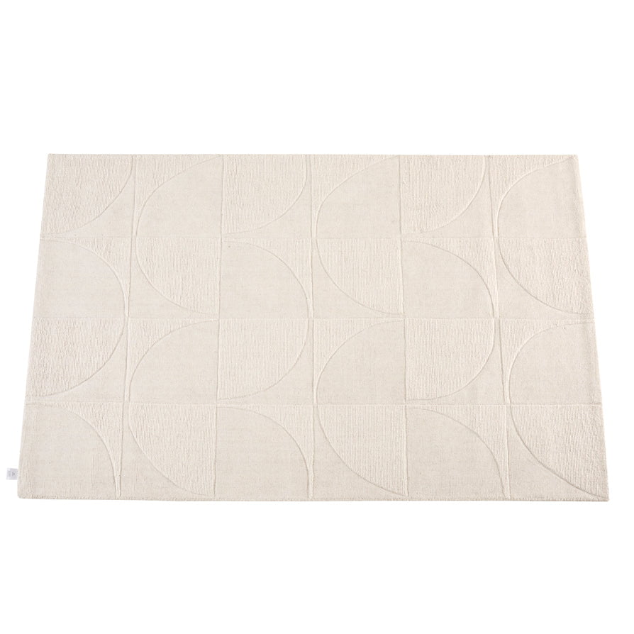 Liv Hand Woven Wool Half Circle Design Rug - Off White