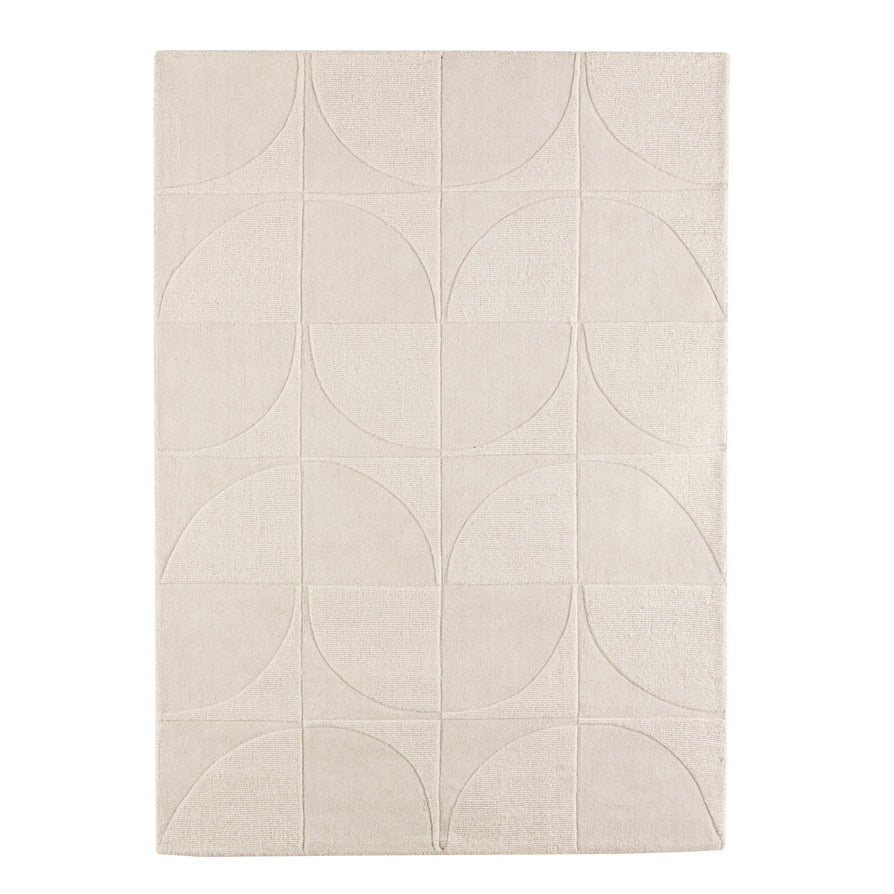 Liv Hand Woven Wool Half Circle Design Rug - Off White