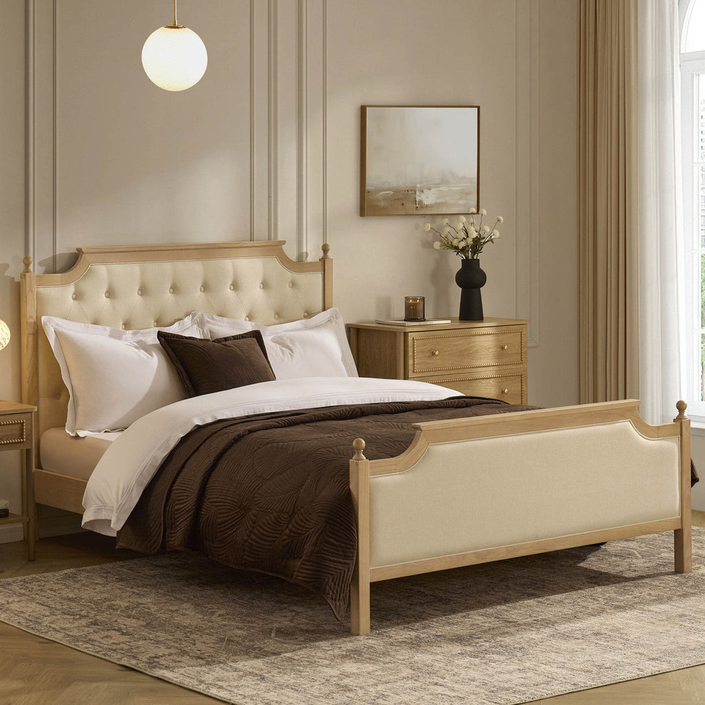 Luxor Bed Frame - Cream Linen