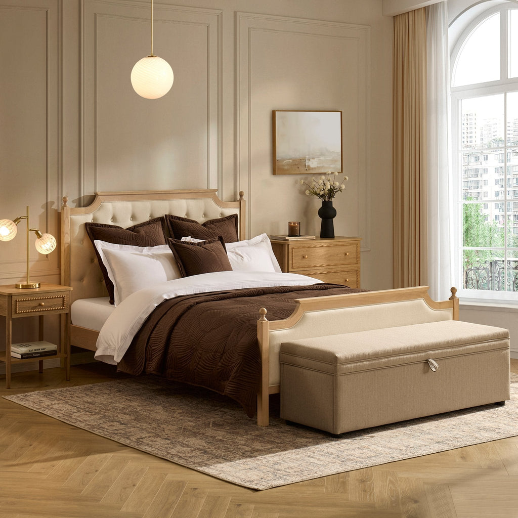 Luxor Bed Frame - Cream Linen