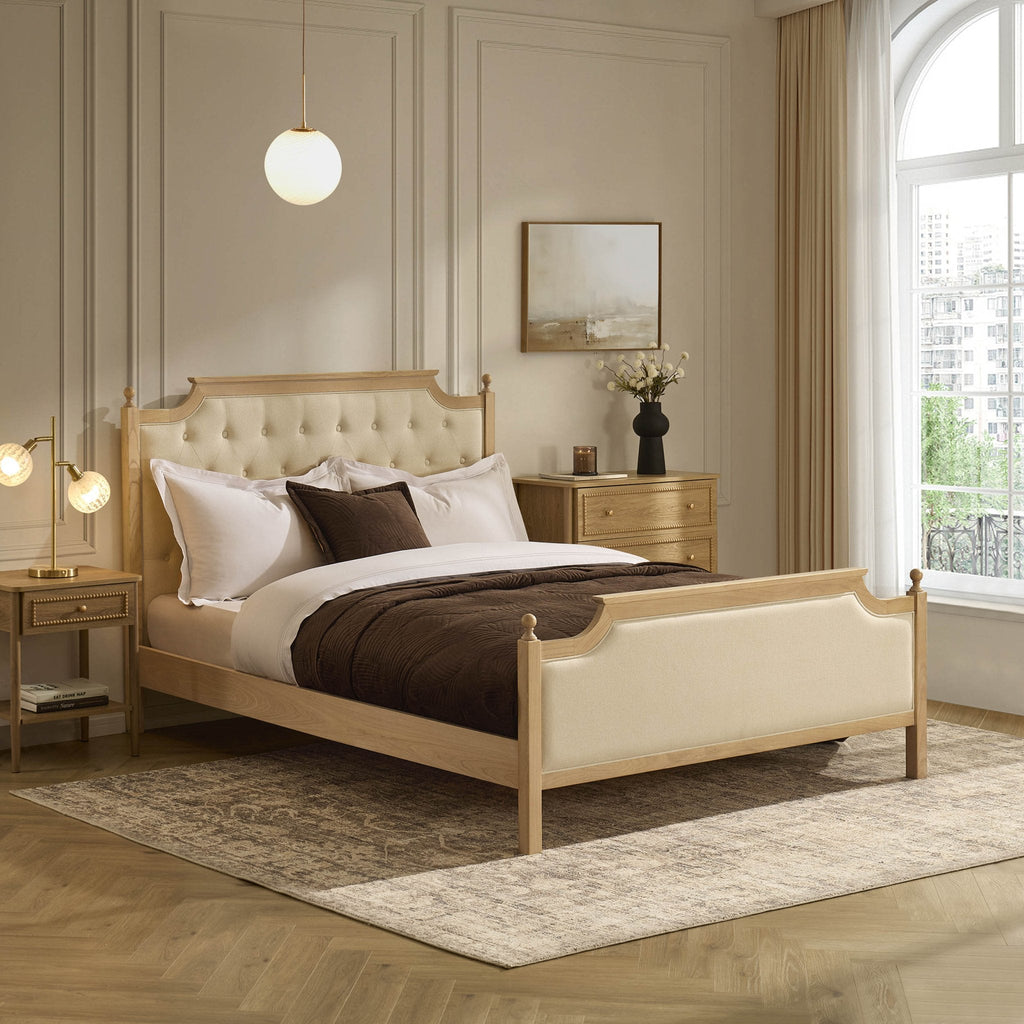 Luxor Bed Frame - Cream Linen
