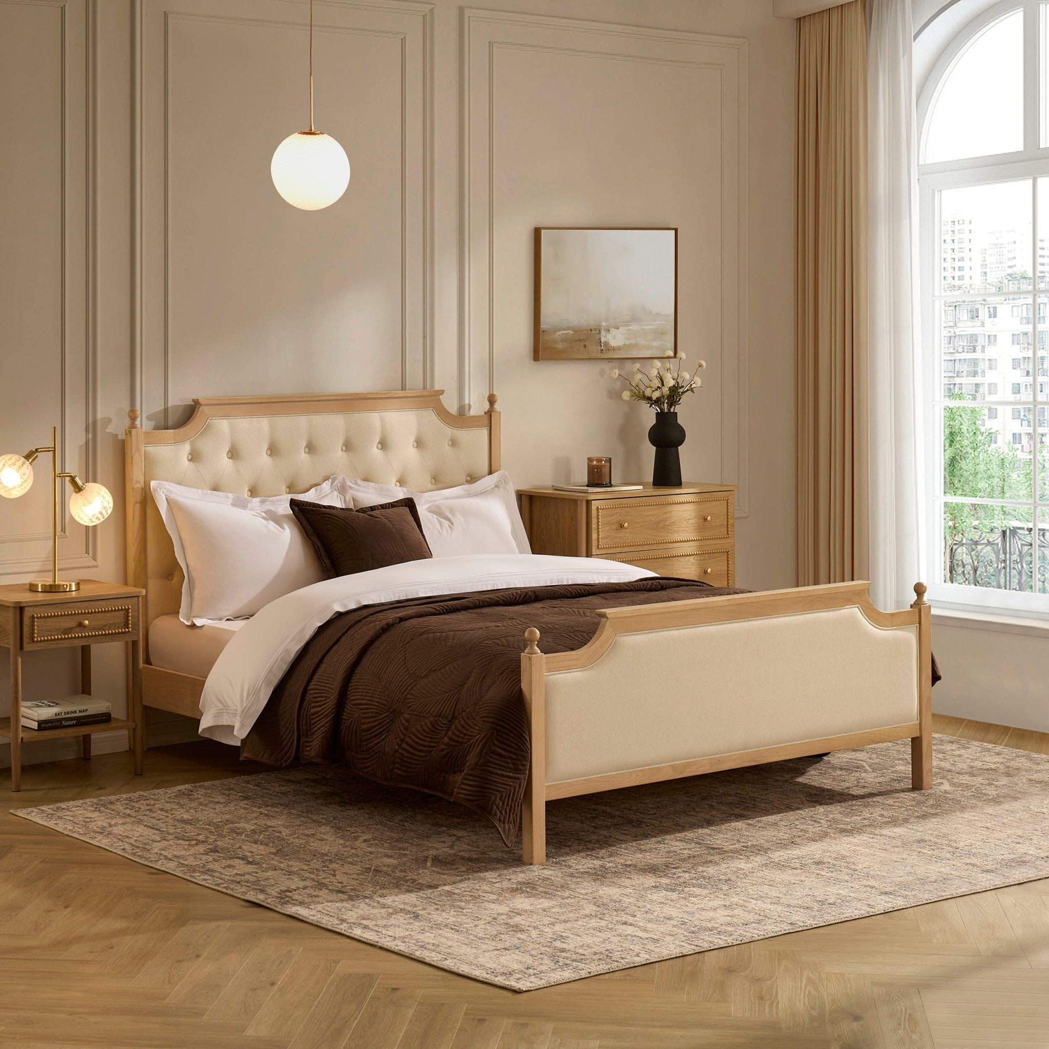 Luxor Bed Frame - Cream Linen