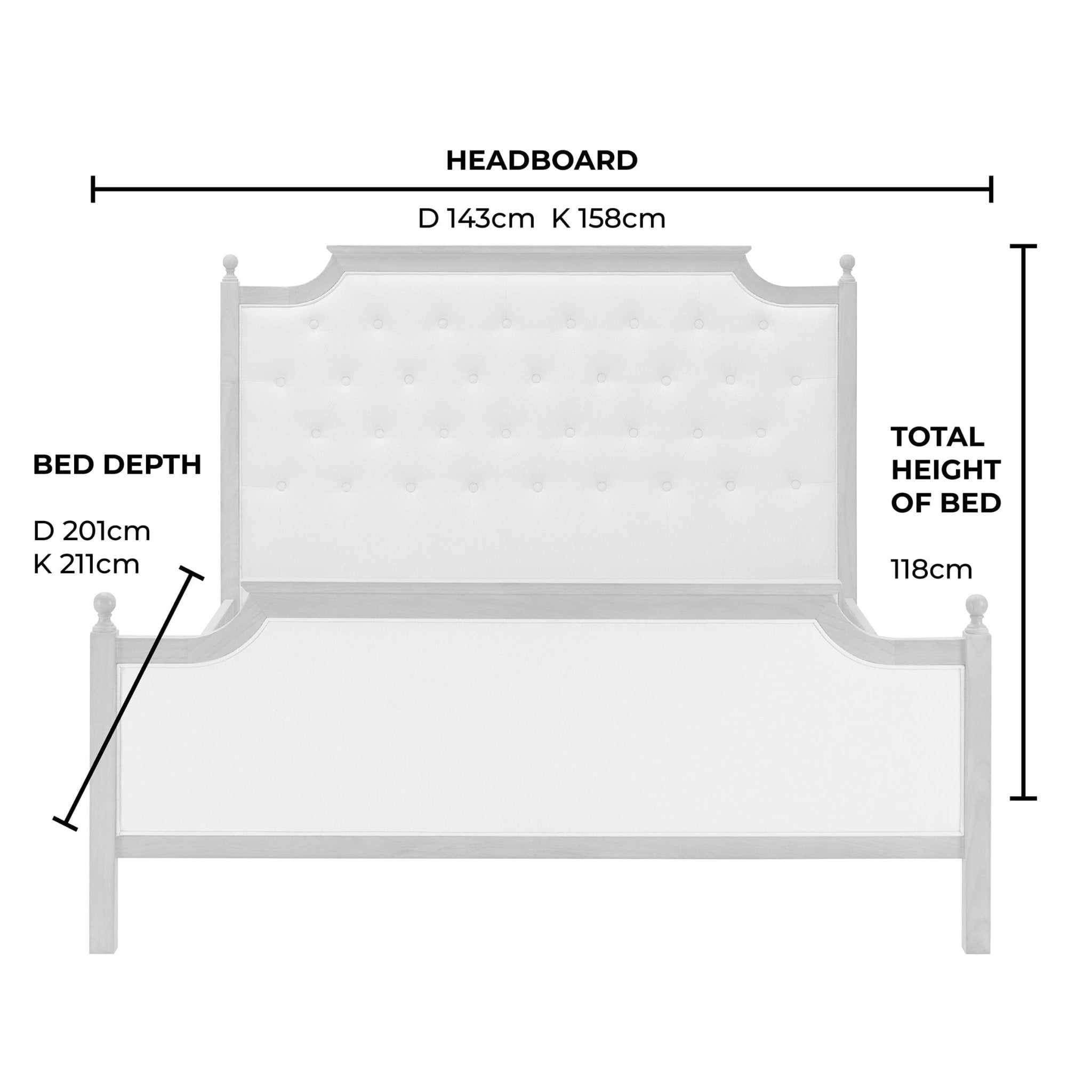 Luxor Bed Frame - Cream Linen