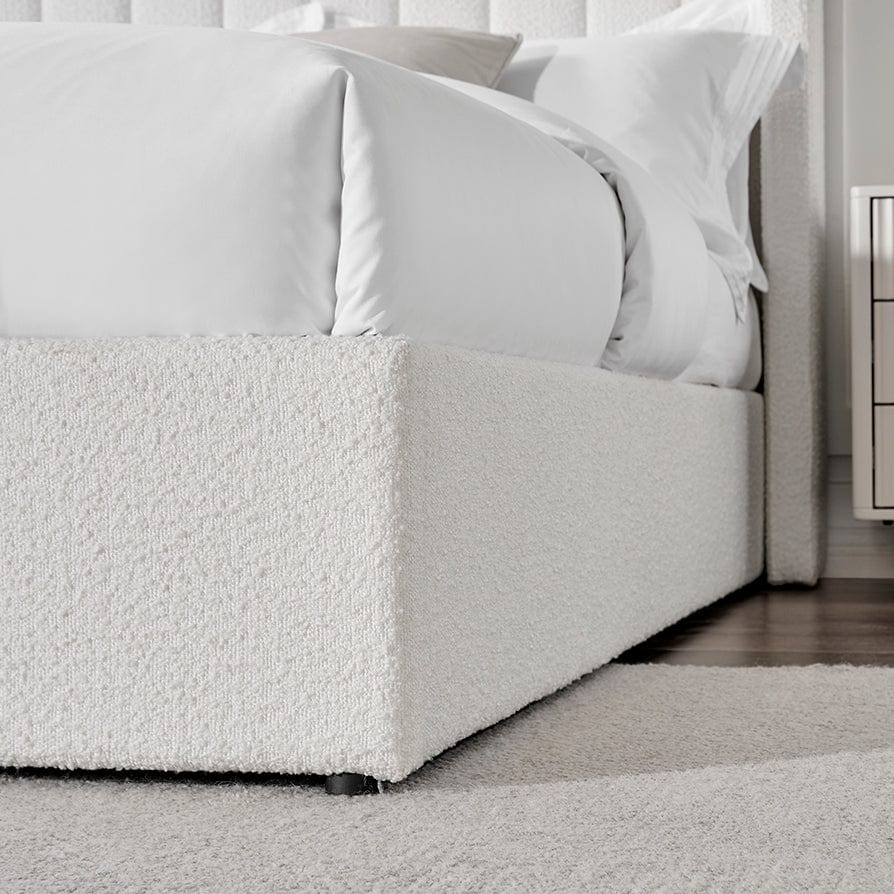 Madison Bouclé Ottoman Storage Bed - Off White