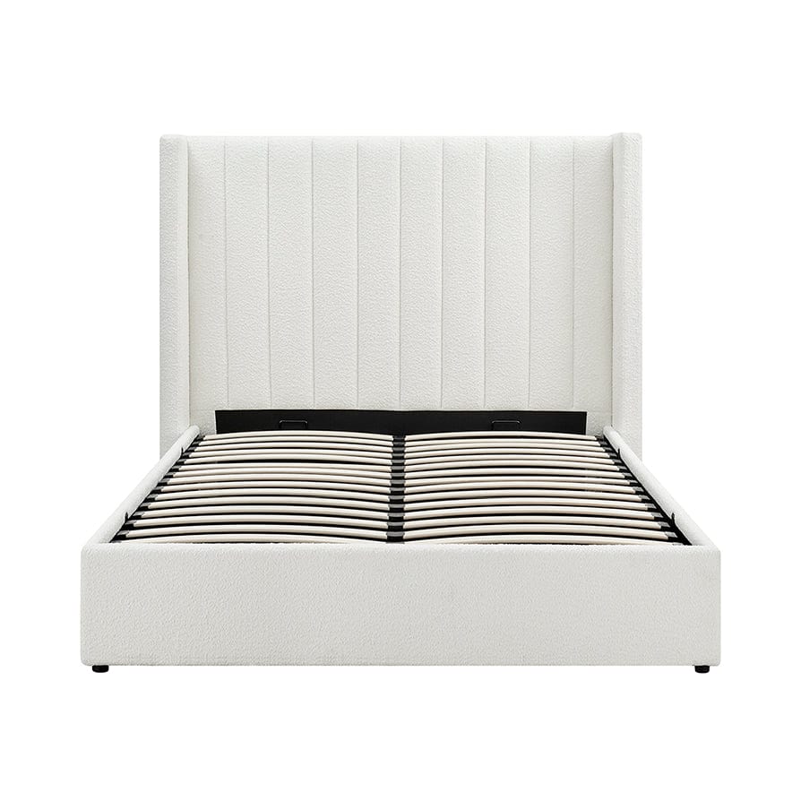 Madison Bouclé Ottoman Storage Bed - Off White