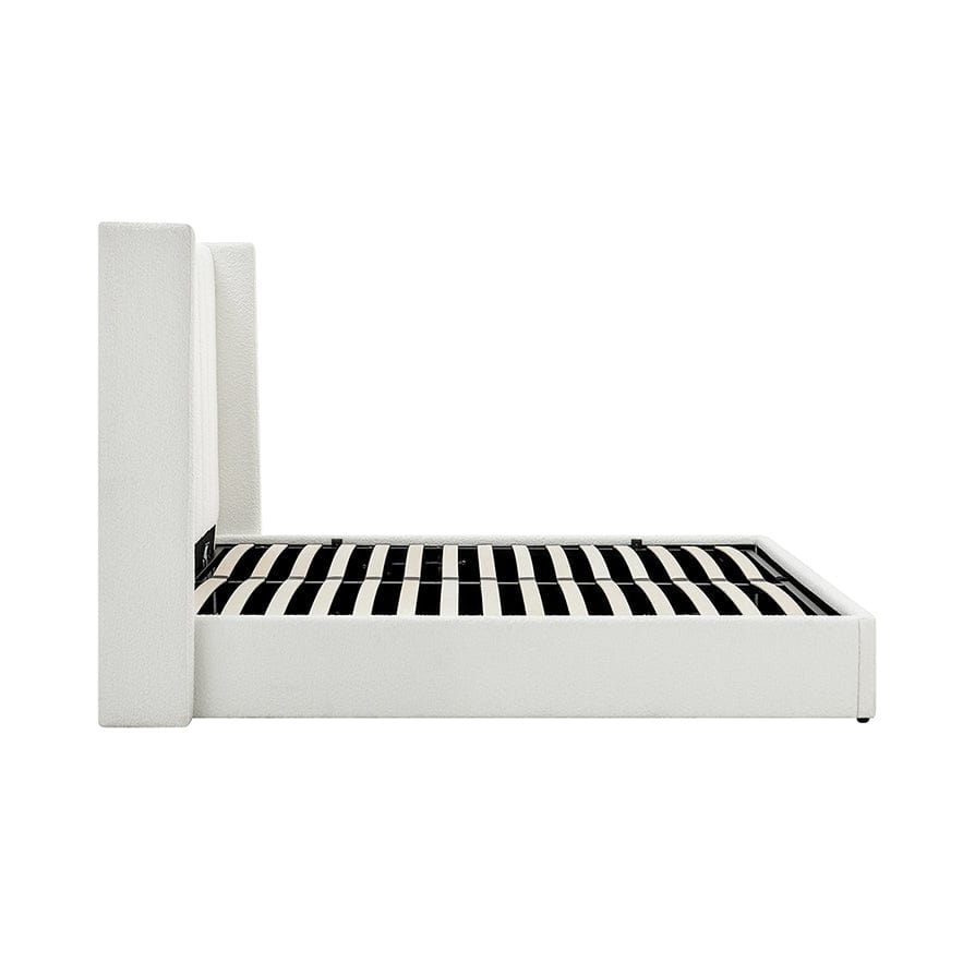 Madison Bouclé Ottoman Storage Bed - Off White