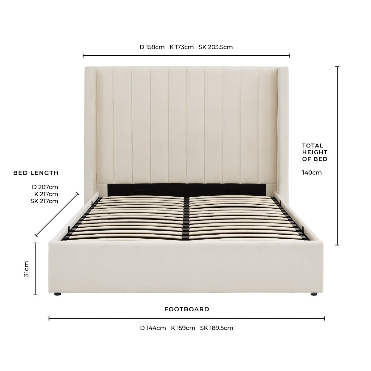 Madison Ottoman Storage Bed - Ecru