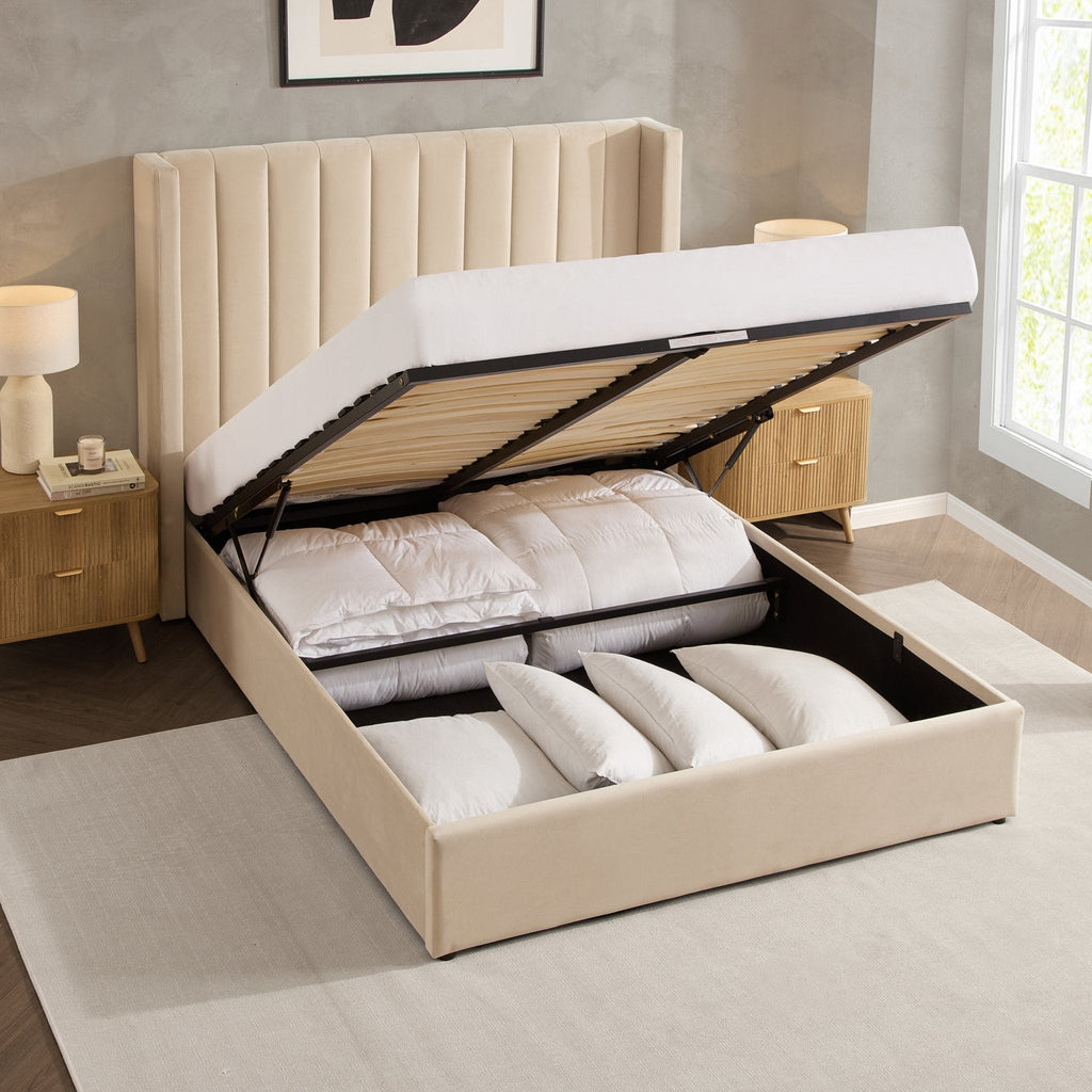 Madison Ottoman Storage Bed - Ecru