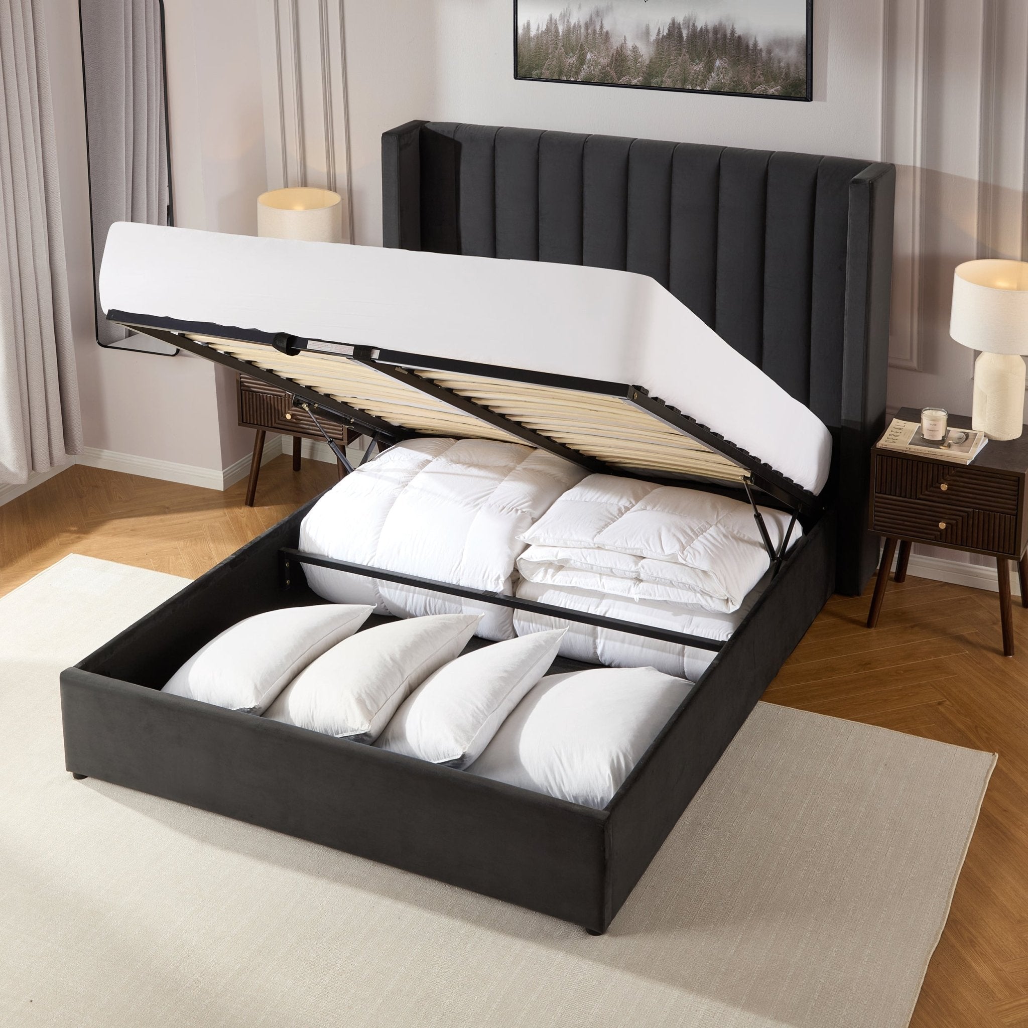 Madison Ottoman Storage Bed - Ink
