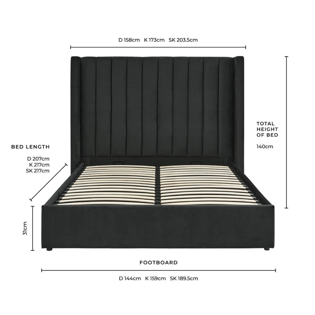 Madison Ottoman Storage Bed - Ink