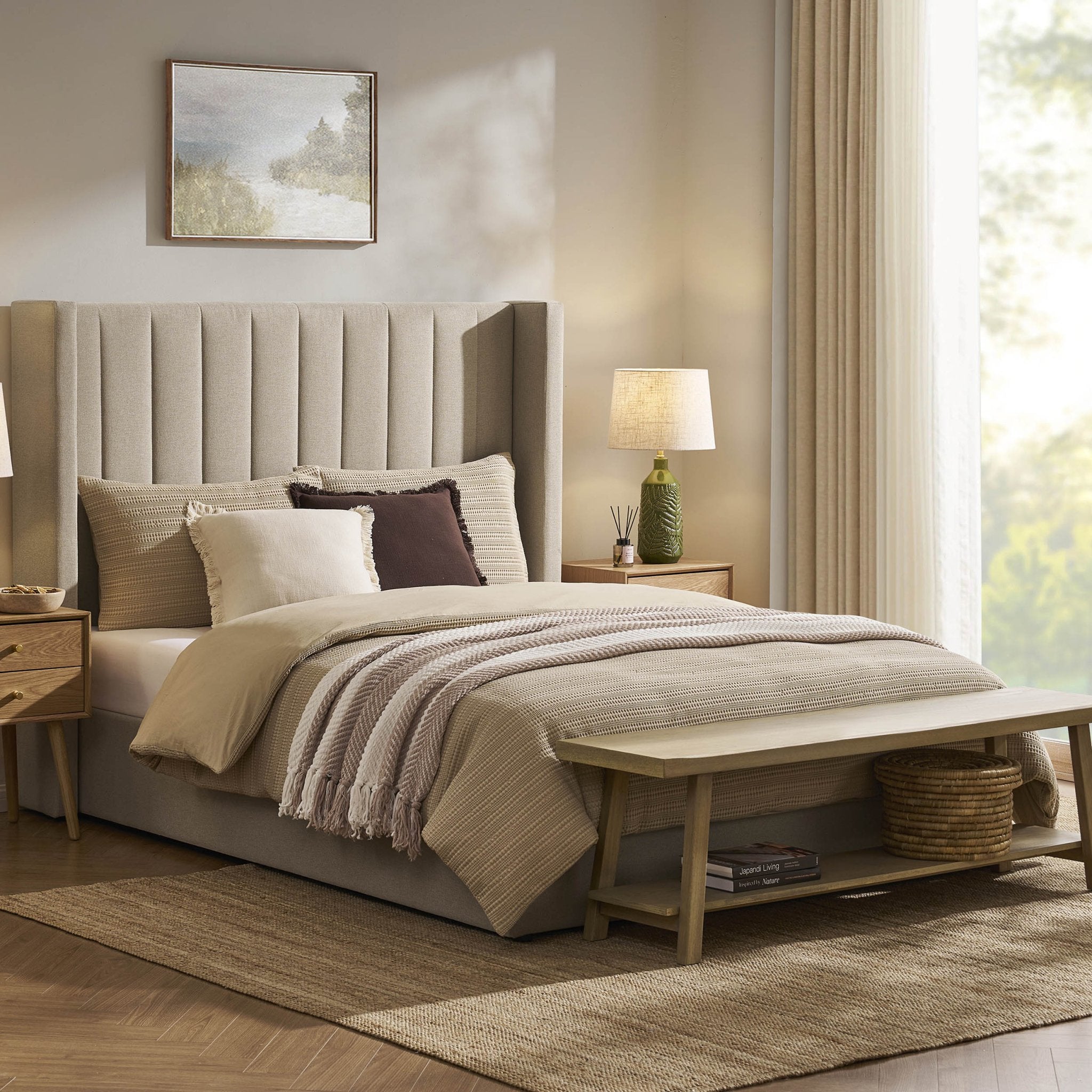 Madison Ottoman Storage Bed - Oatmeal