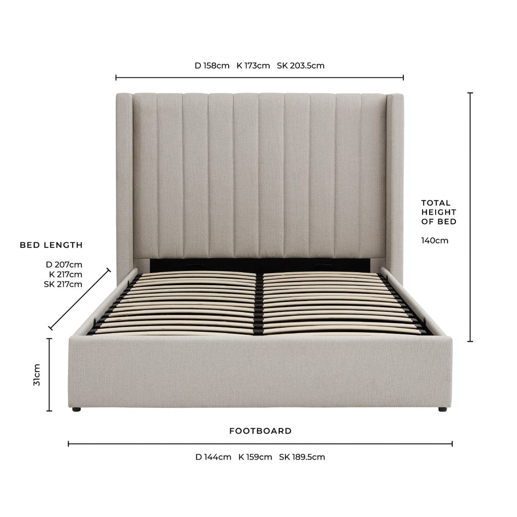 Madison Ottoman Storage Bed - Stone Grey