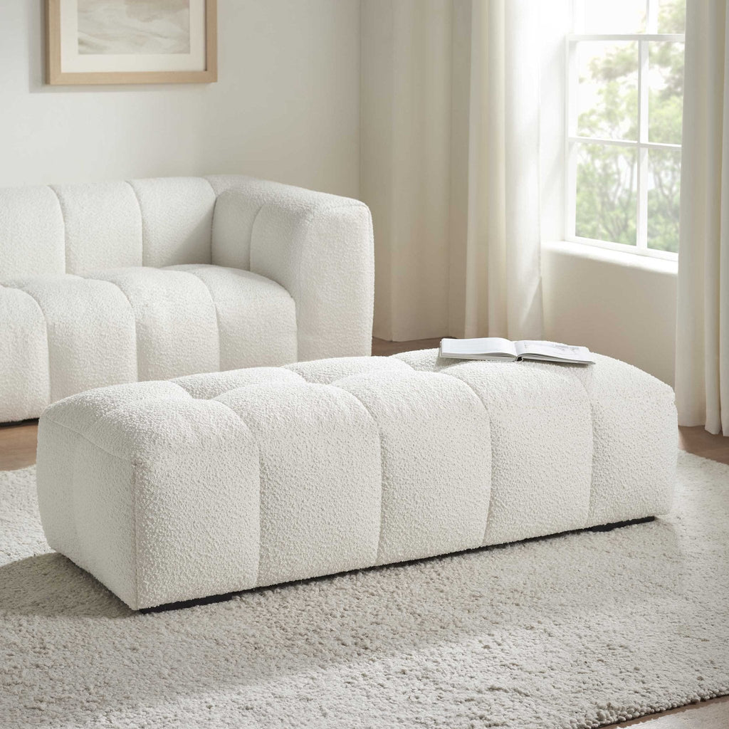 Manhattan Boucle Pouffe - Off White