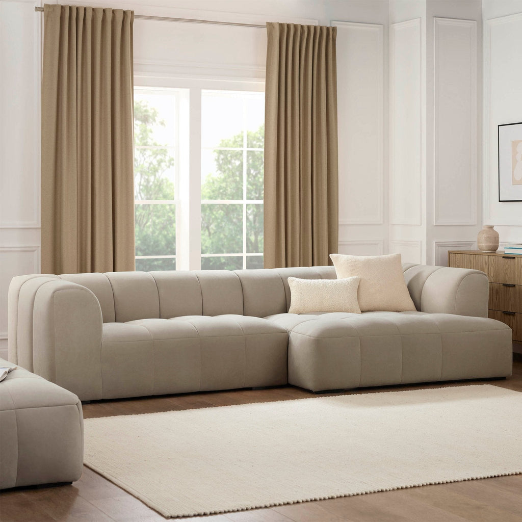 Manhattan Right Hand Large Chaise Sofa - Stone