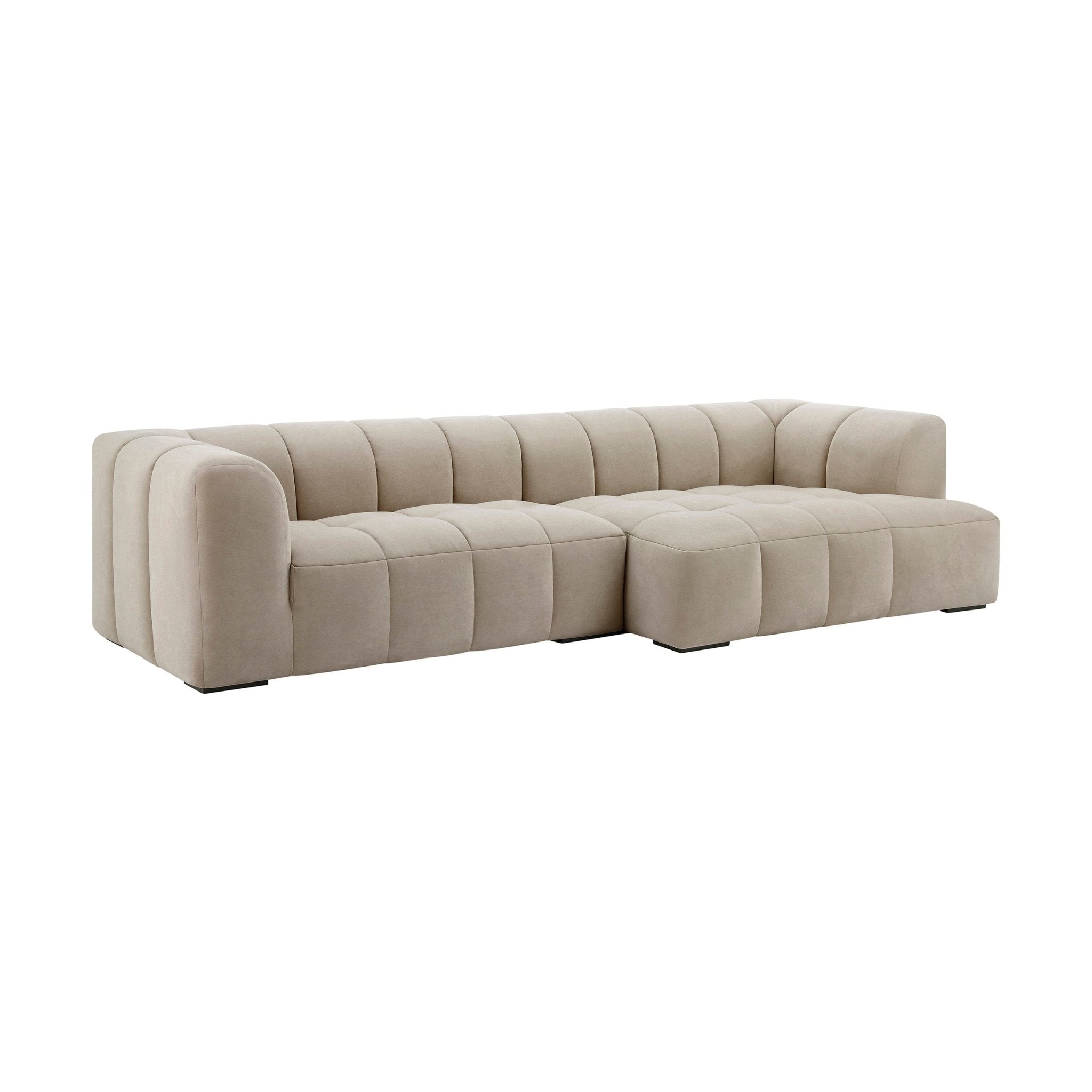 Manhattan Right Hand Large Chaise Sofa - Stone