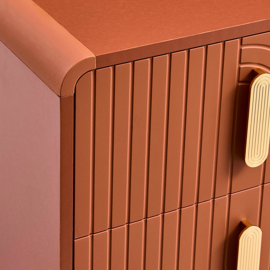 Marnie 2 Drawer Bedside Table - Burnt Orange