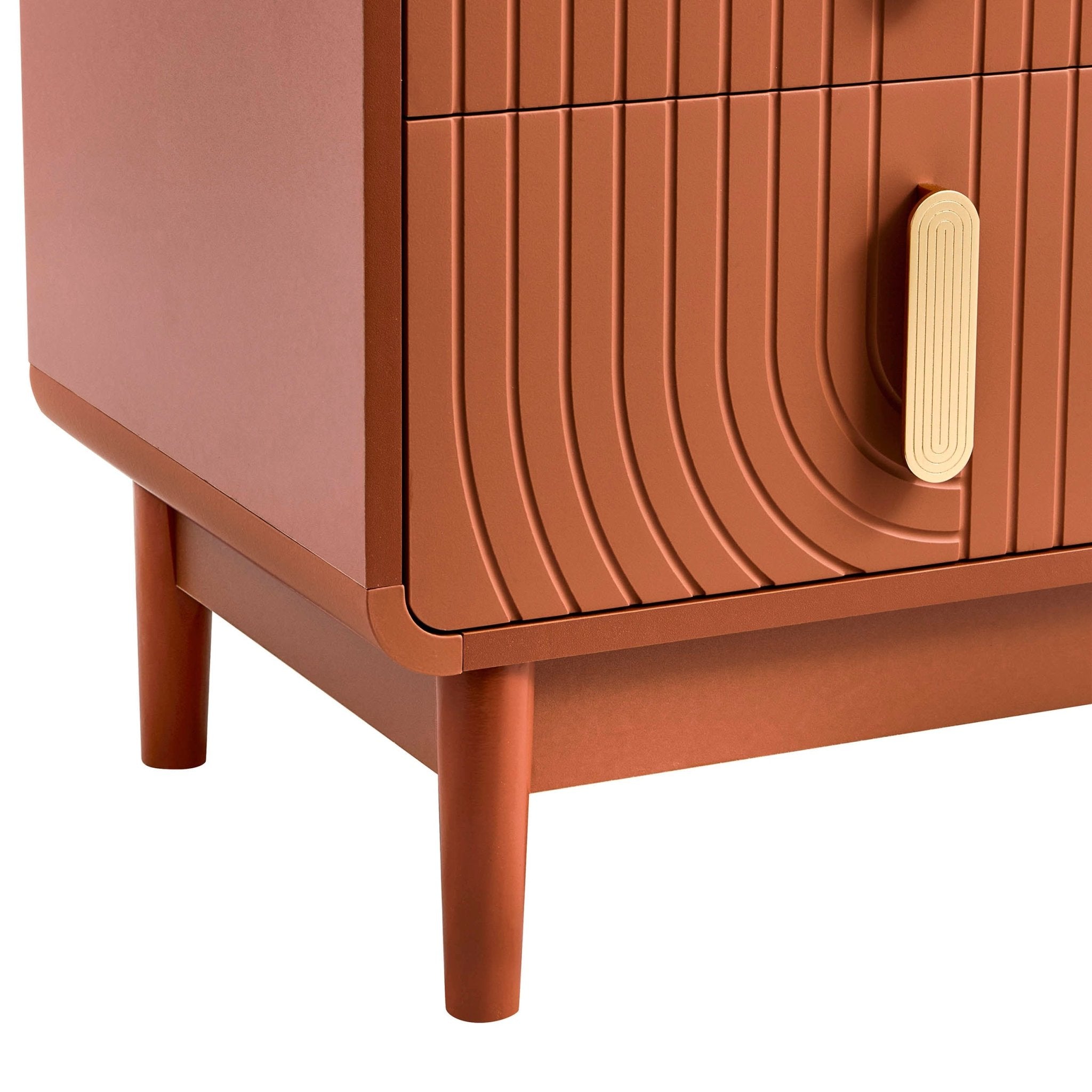 Marnie 2 Drawer Bedside Table - Burnt Orange