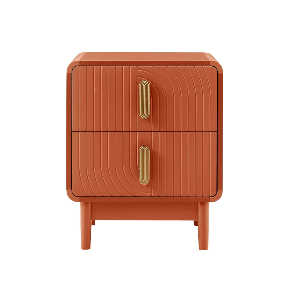 Marnie 2 Drawer Bedside Table - Burnt Orange