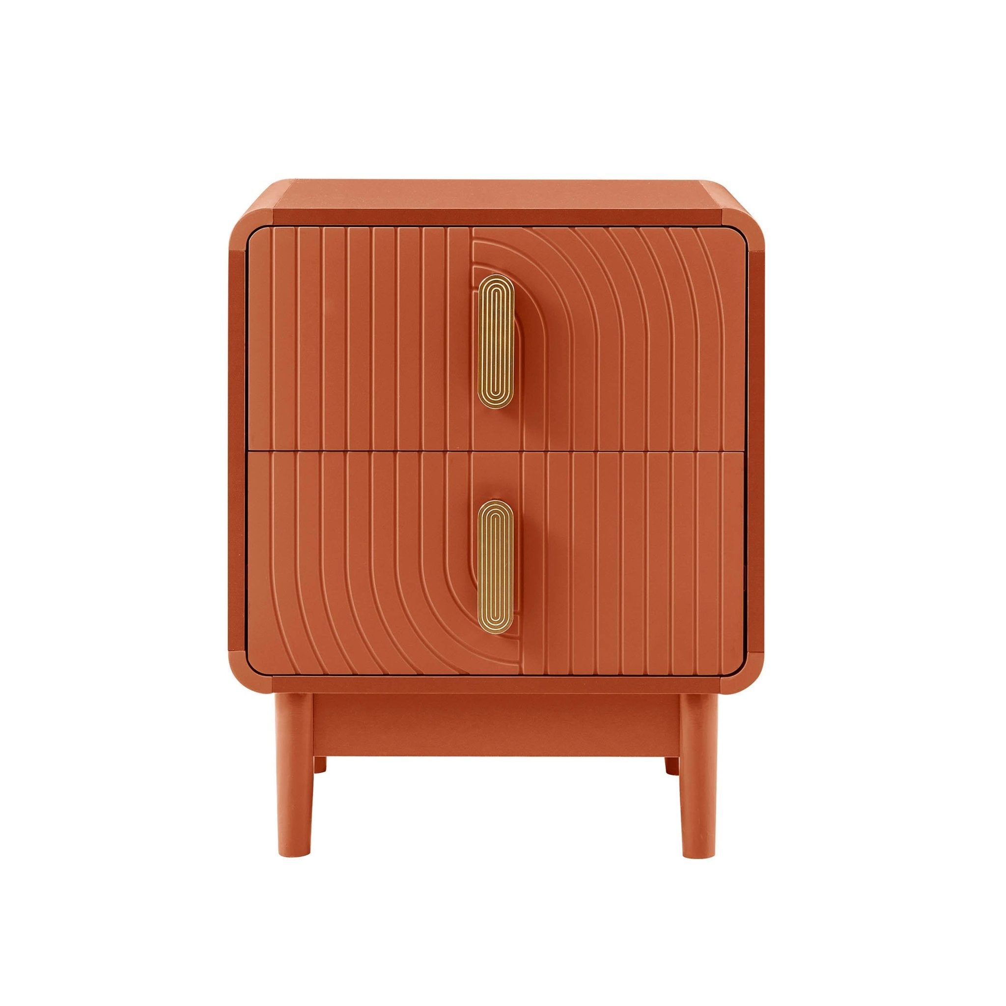 Marnie 2 Drawer Bedside Table - Burnt Orange