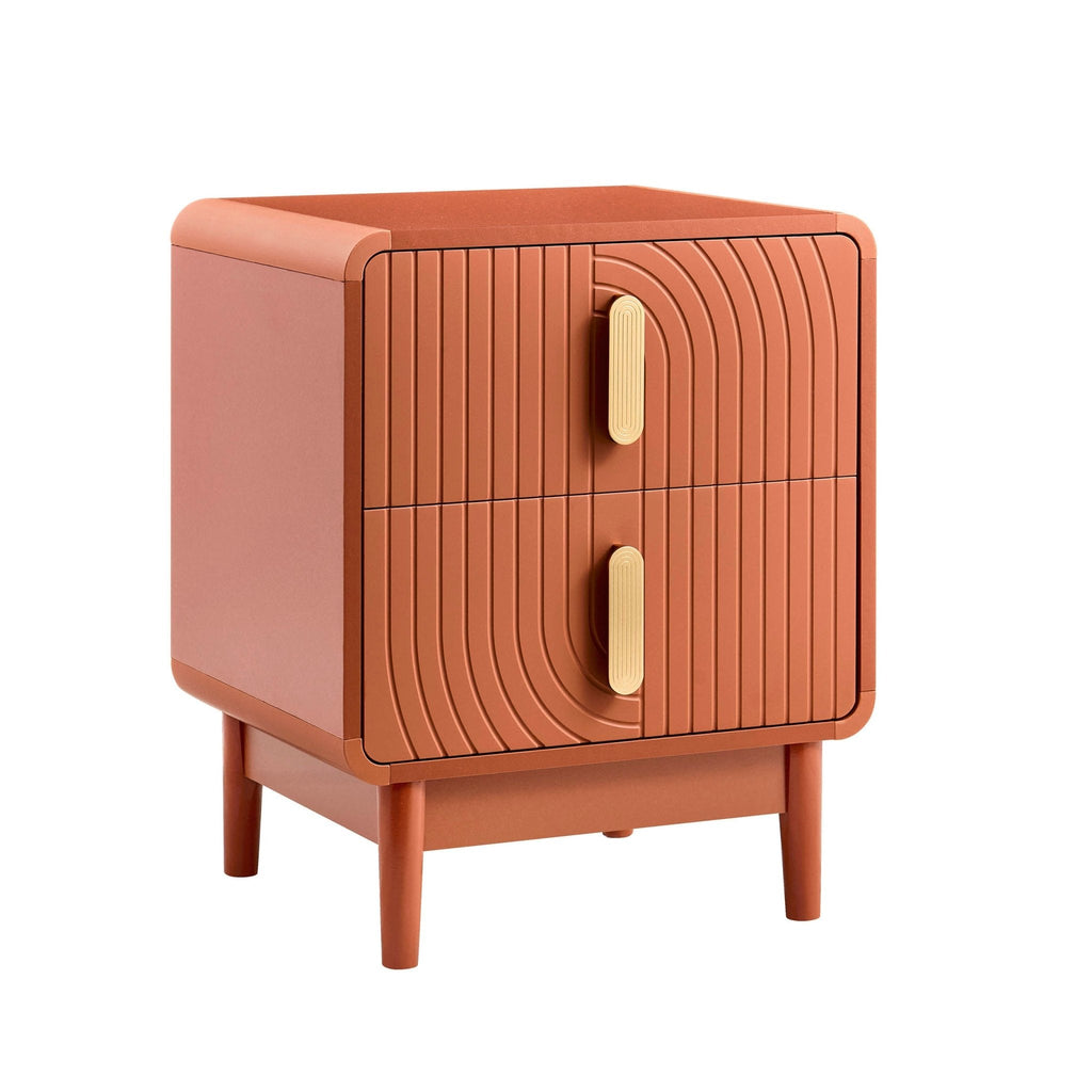 Marnie 2 Drawer Bedside Table - Burnt Orange
